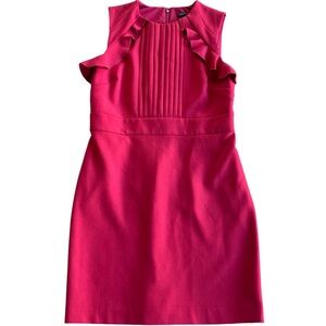 Ann Taylor Fuchsia Pleated Ruffle Sheath Dress
